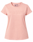 Pink t-shirt with 'Moto Girl' logo on a white background