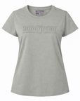 Gray t-shirt with 'Moto Girl' logo on a white background