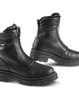Pair of black leather boots on a white background