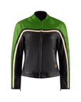 retro style green and black women motorcycle jacket