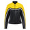 retro style black and yellow women motorcycle jacket