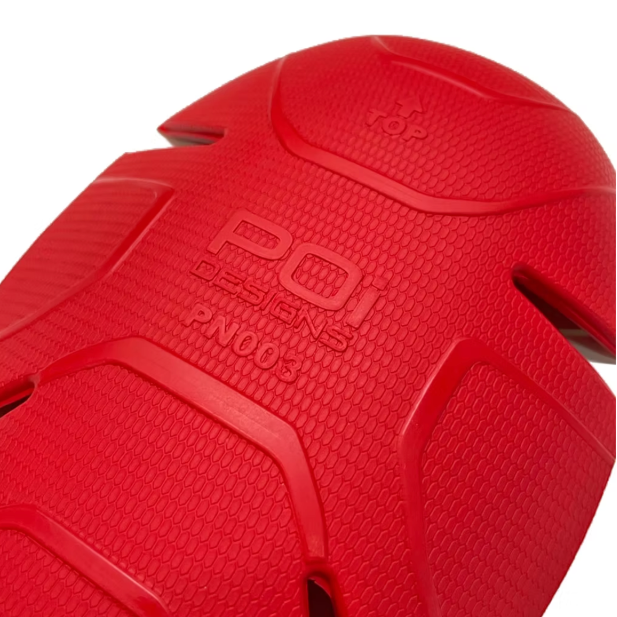 a close up of red POi Design protector for knee, elbow, knees