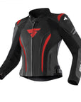 a front of the black and red Shima motorcycle sport jacket