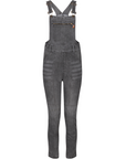 Grey women's motorcycle overall from Moto Girl with zipper detail on the chest