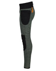 Side photo of the inside kevlar lining of black women's motorcycle ribbed knee design leggings  from MotoGirl