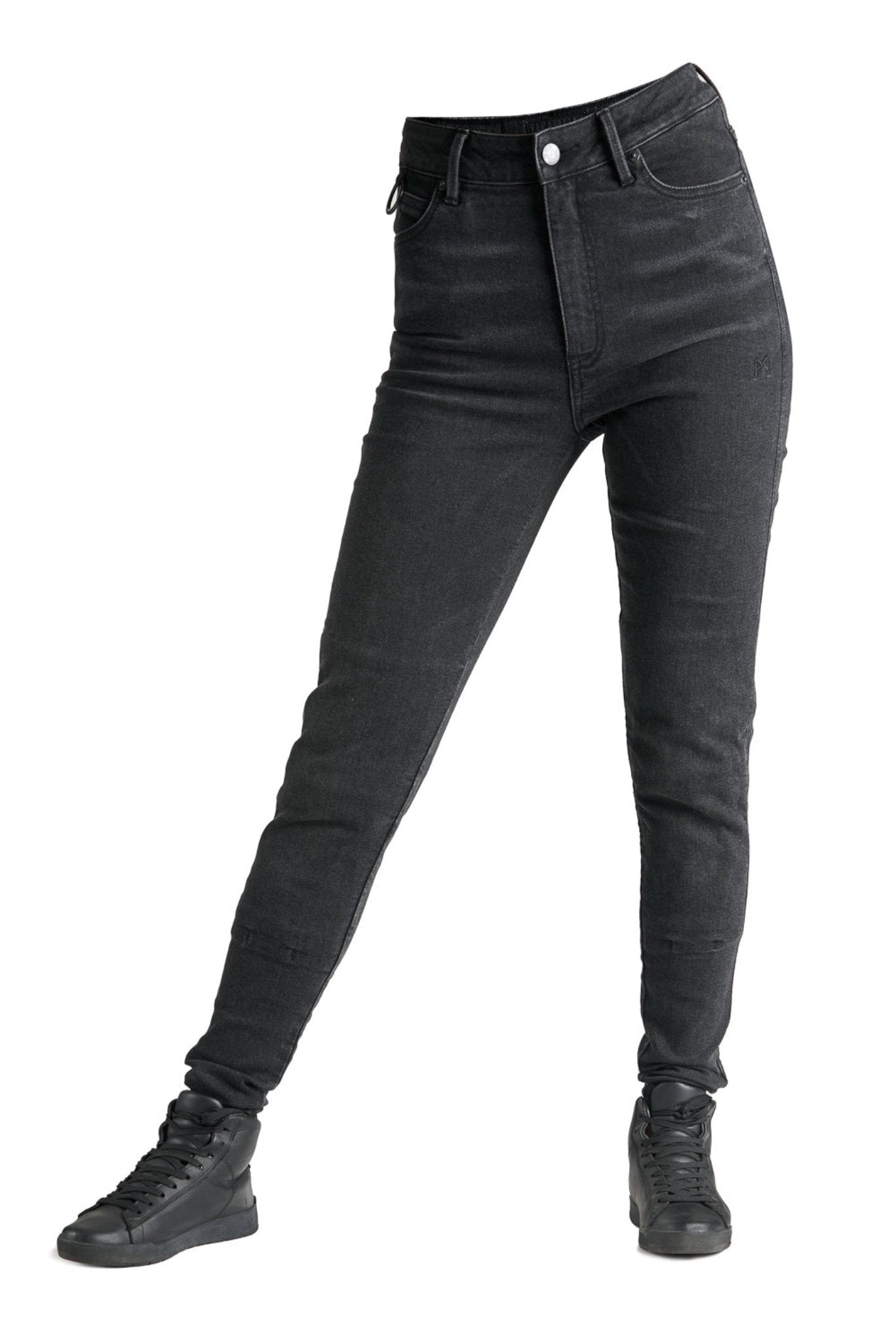 black high waist women's motorcycle jeans