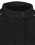 Neck close up of the black women's textile motorcycle jacket from MotoGirl