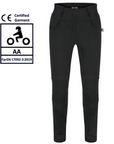 black women's motorcycle ribbed knee design leggings  from MotoGirl from the front with certification details
