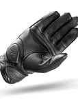 the palm side of a black short leather female motorcycle glove from Shima