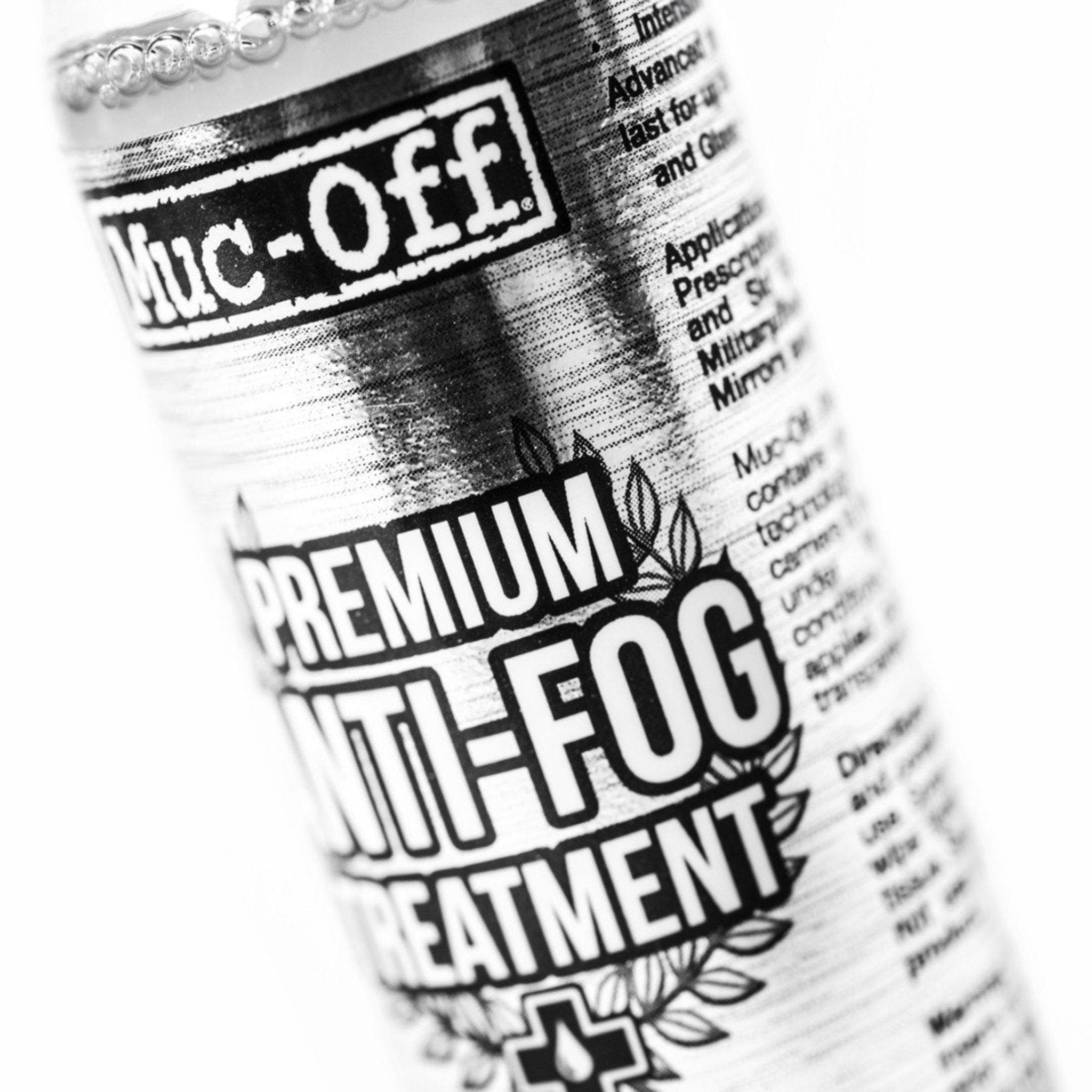 Close-up side view of the Muc-Off Anti-Fog Treatment bottle.