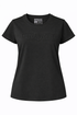 Black t-shirt with a logo on a white background