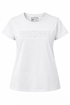 White t-shirt with a Moto Girl logo on a white  background