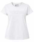 White t-shirt with a Moto Girl logo on a white  background