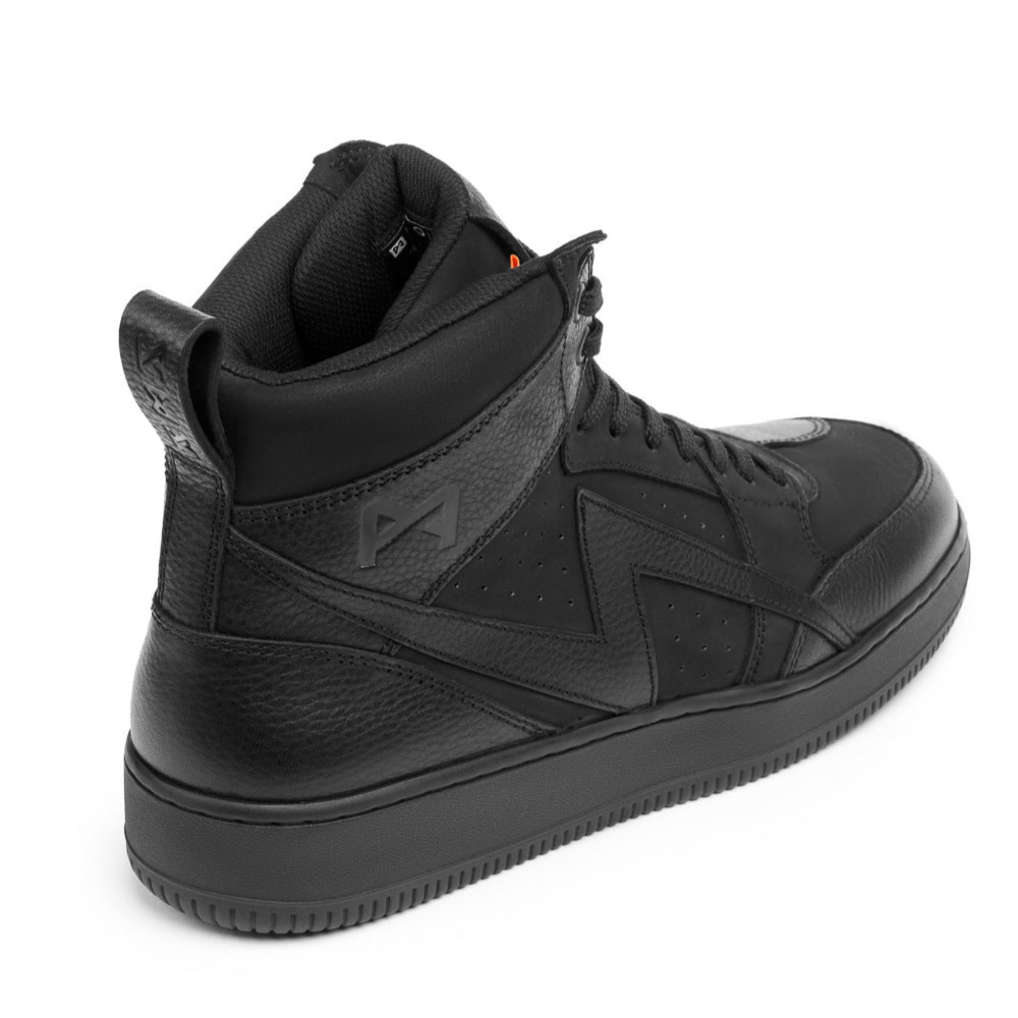 Black high-top sneaker on a white background