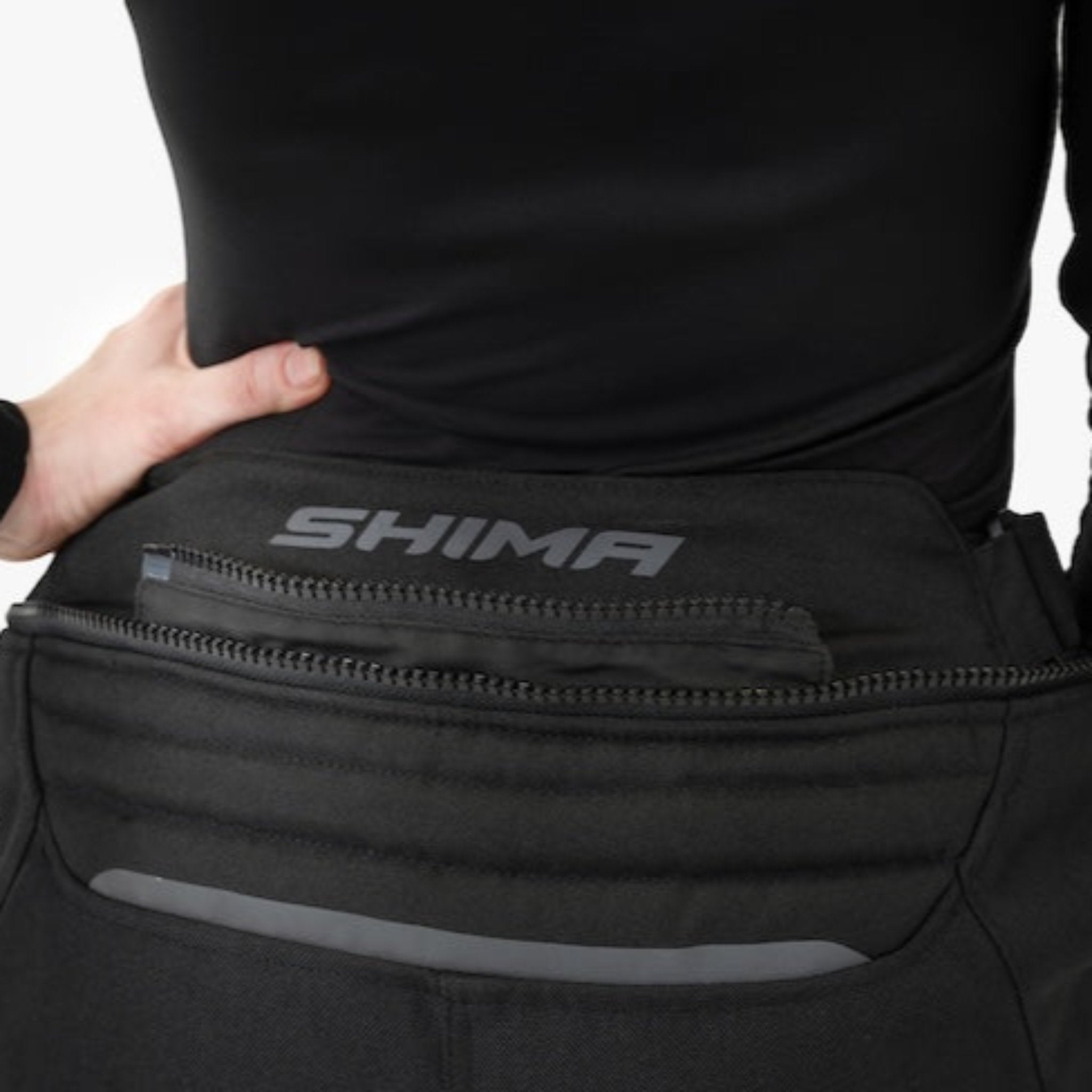 a back zip on Shima motorcycle pants