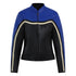 Retro style blue and black women motorcycle jacket