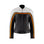 retro style white, black and orange women motorcycle jacket