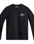 black sweatshirt from Pando Moto with PM logo 