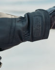 Black Nandi winter gloves from MotoGirl with logo  the wrist