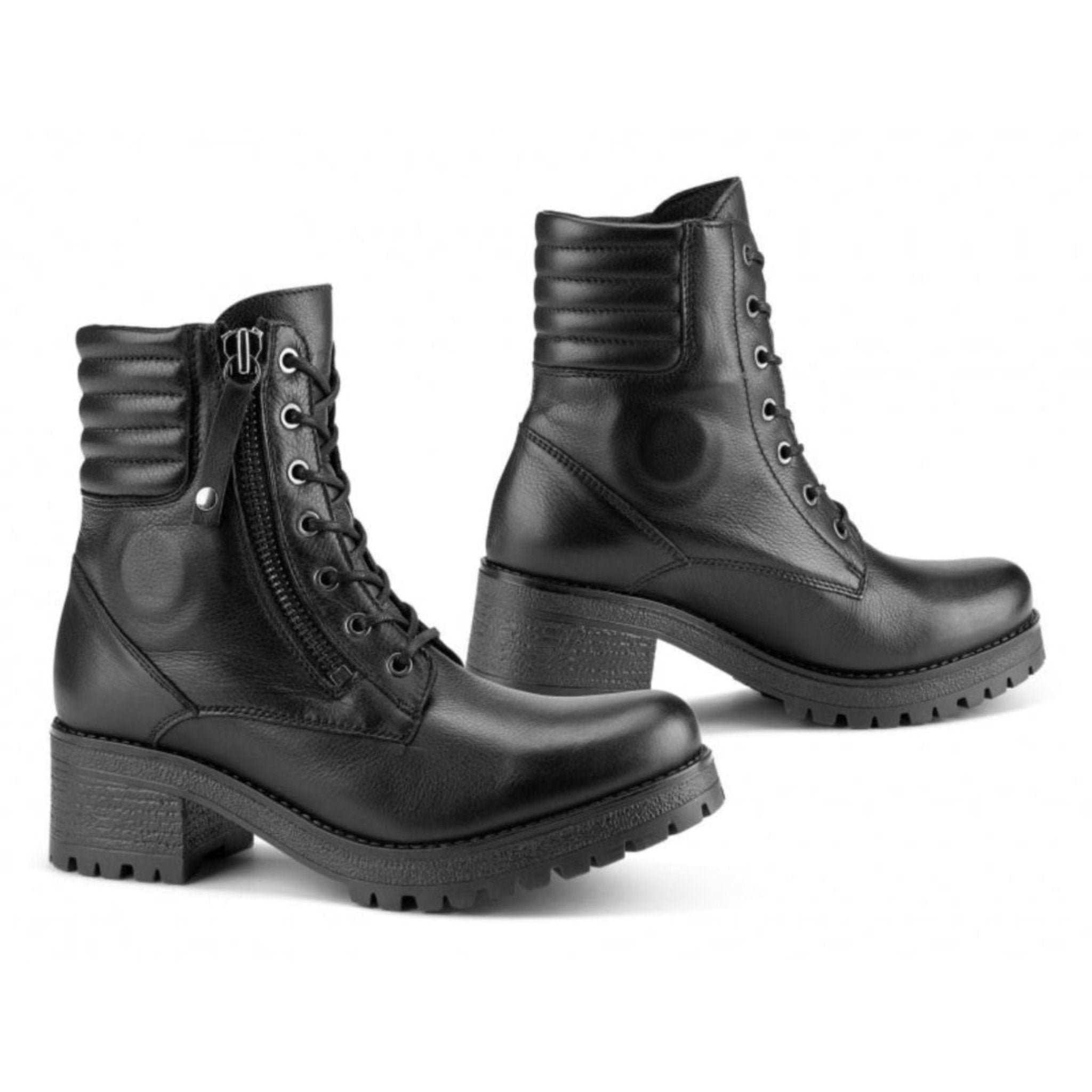 Black Falco motorcycle shoes for women with high heel 