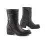 Women's black leather motorcycle shoes with a heel and zip from Falco