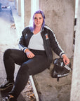 Kvinnors Motorcykel Ribbade Knä Design Leggings