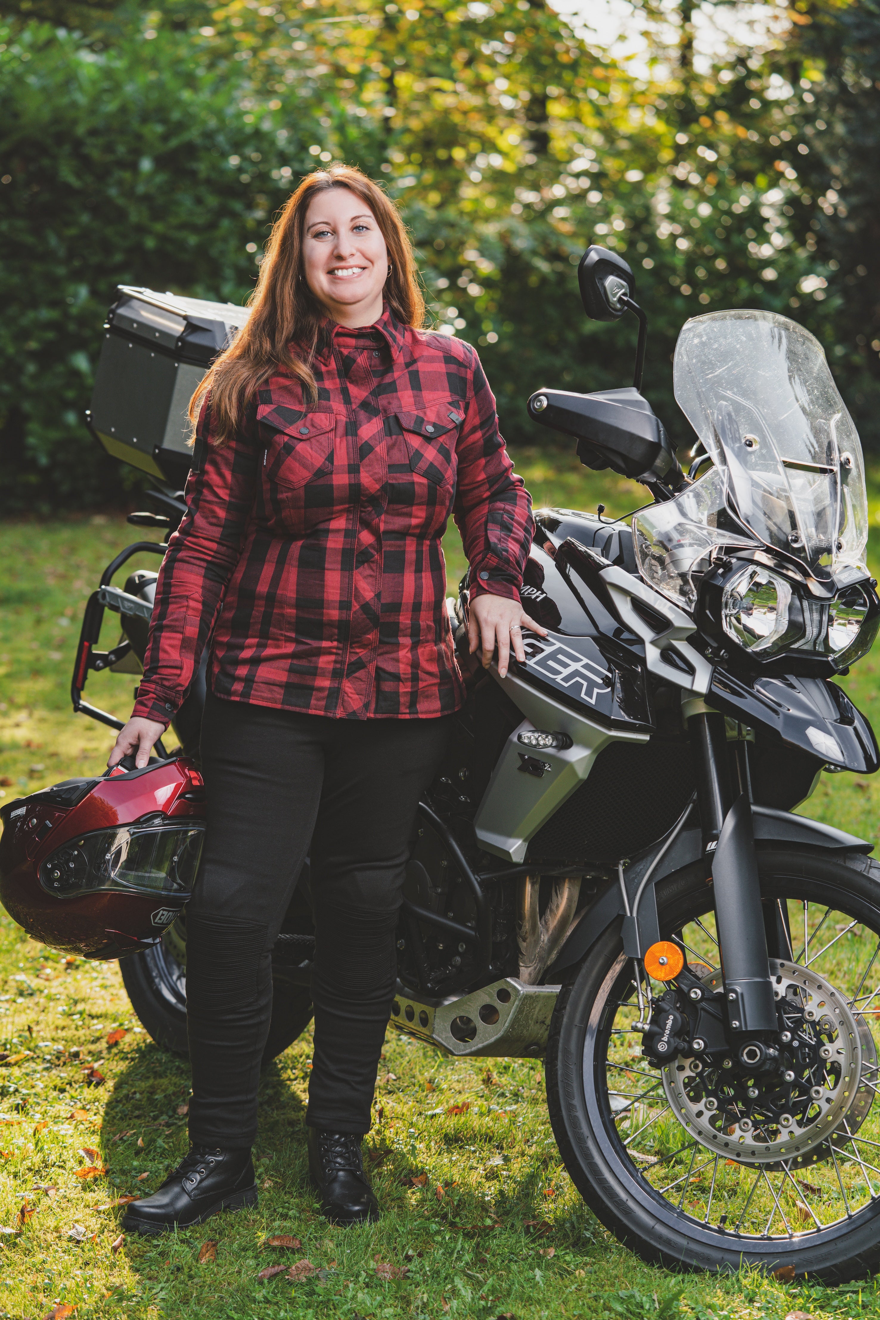 Kvinnors Motorcykel Ribbade Knä Design Leggings