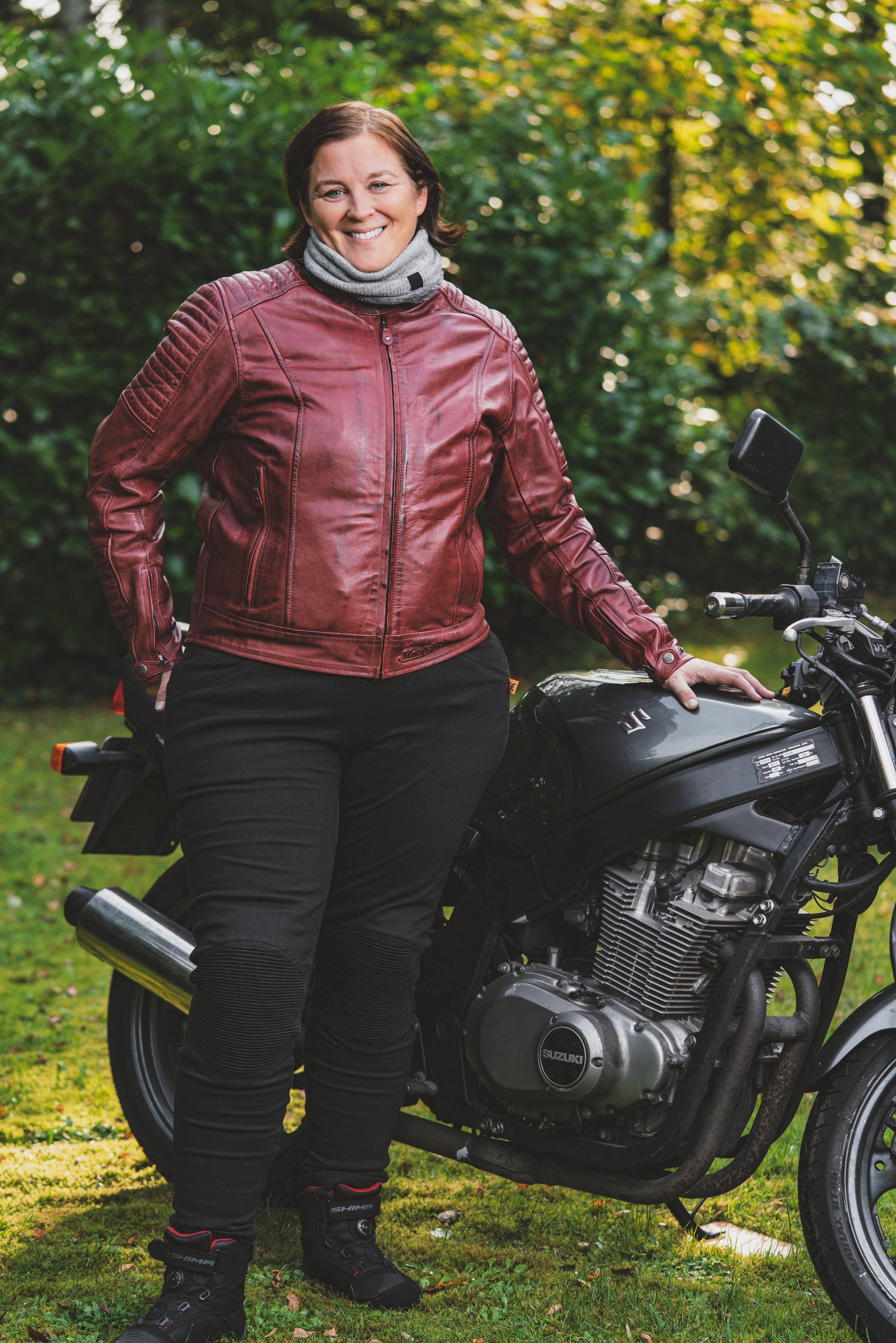 Kvinnors Motorcykel Ribbade Knä Design Leggings