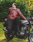 Kvinnors Motorcykel Ribbade Knä Design Leggings