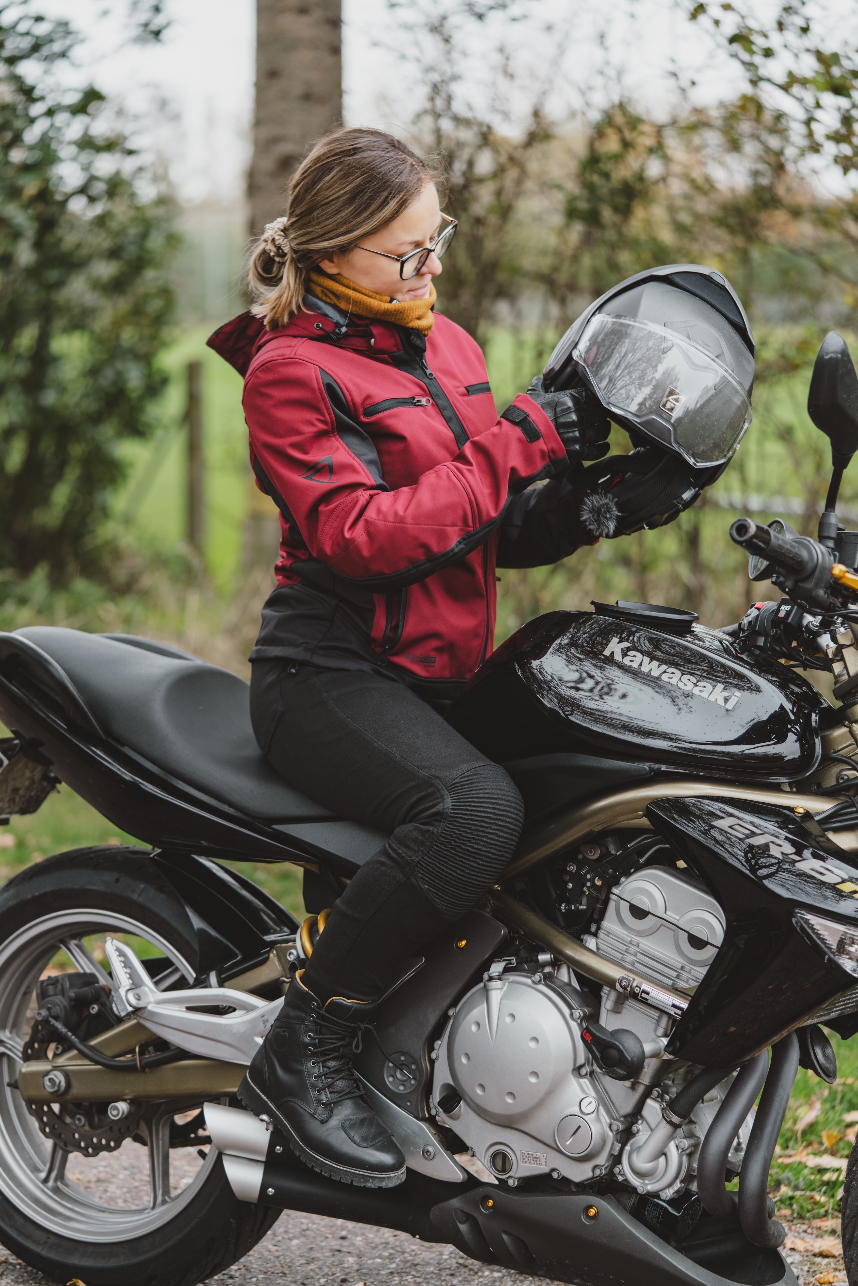 Kvinnors Motorcykel Ribbade Knä Design Leggings