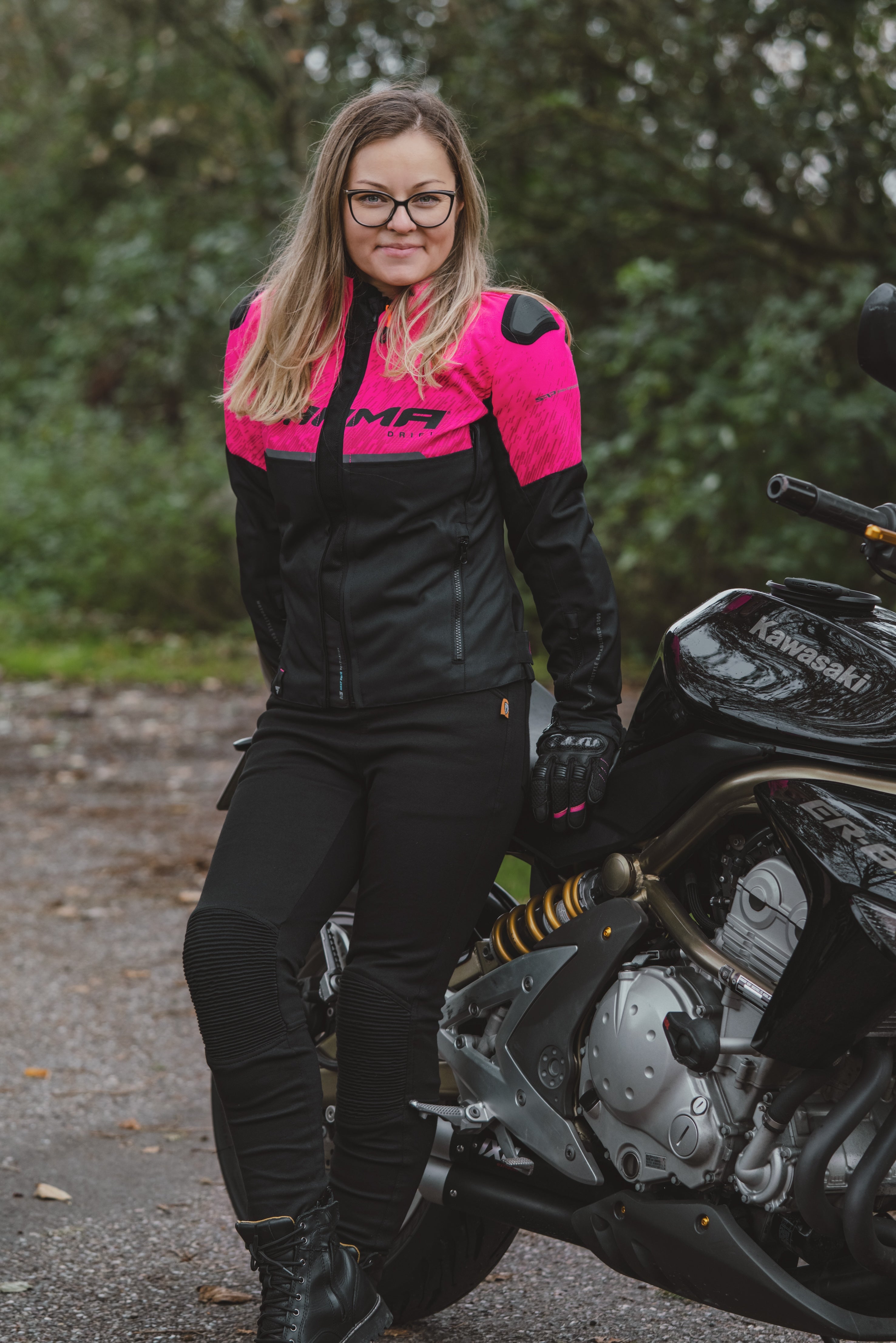 Kvinnors Motorcykel Ribbade Knä Design Leggings