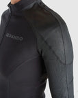 A close up of the shoulder of Pando Moto Armored motorcycle long-sleeve bodysuit base layer for women