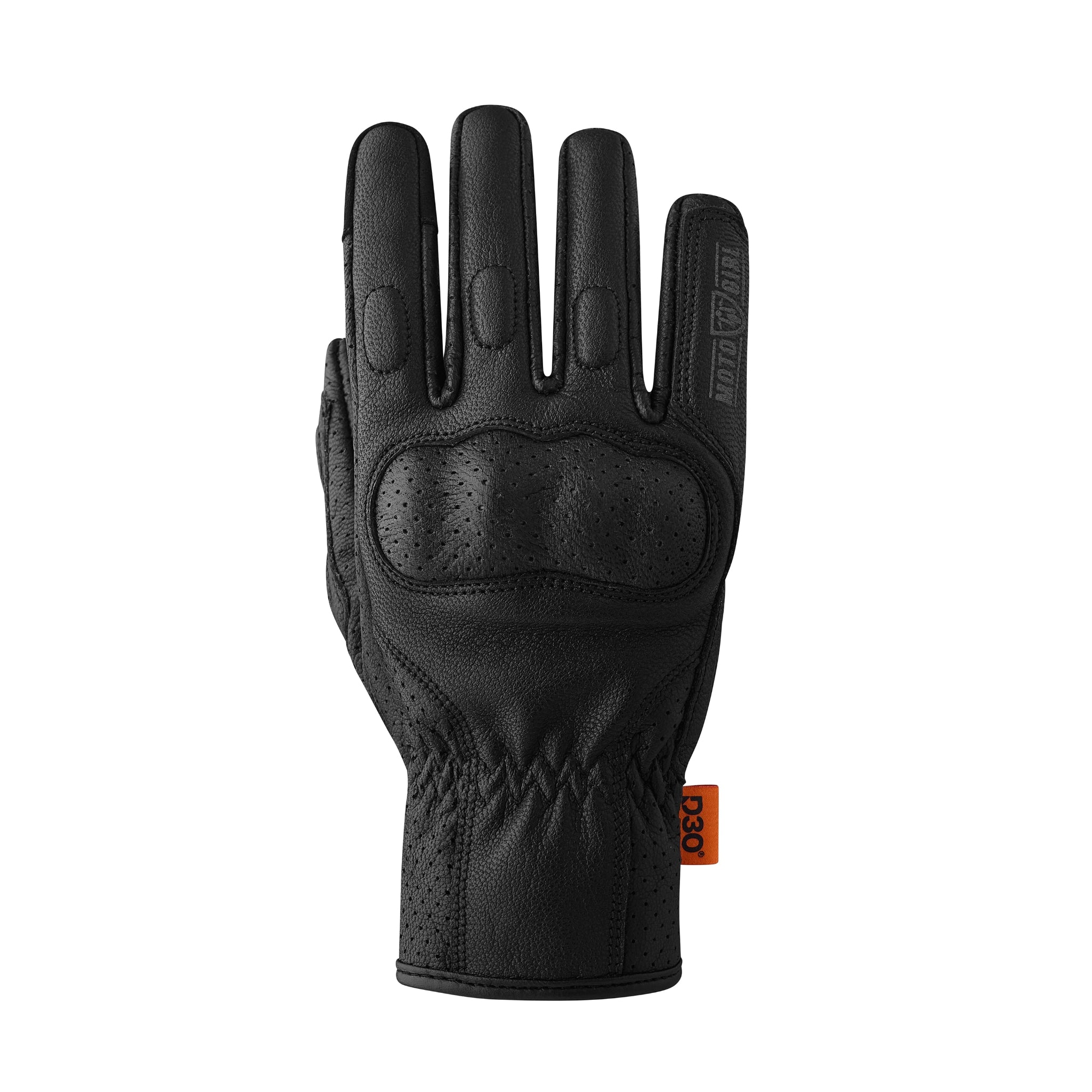 Black glove with brand logo on a white background