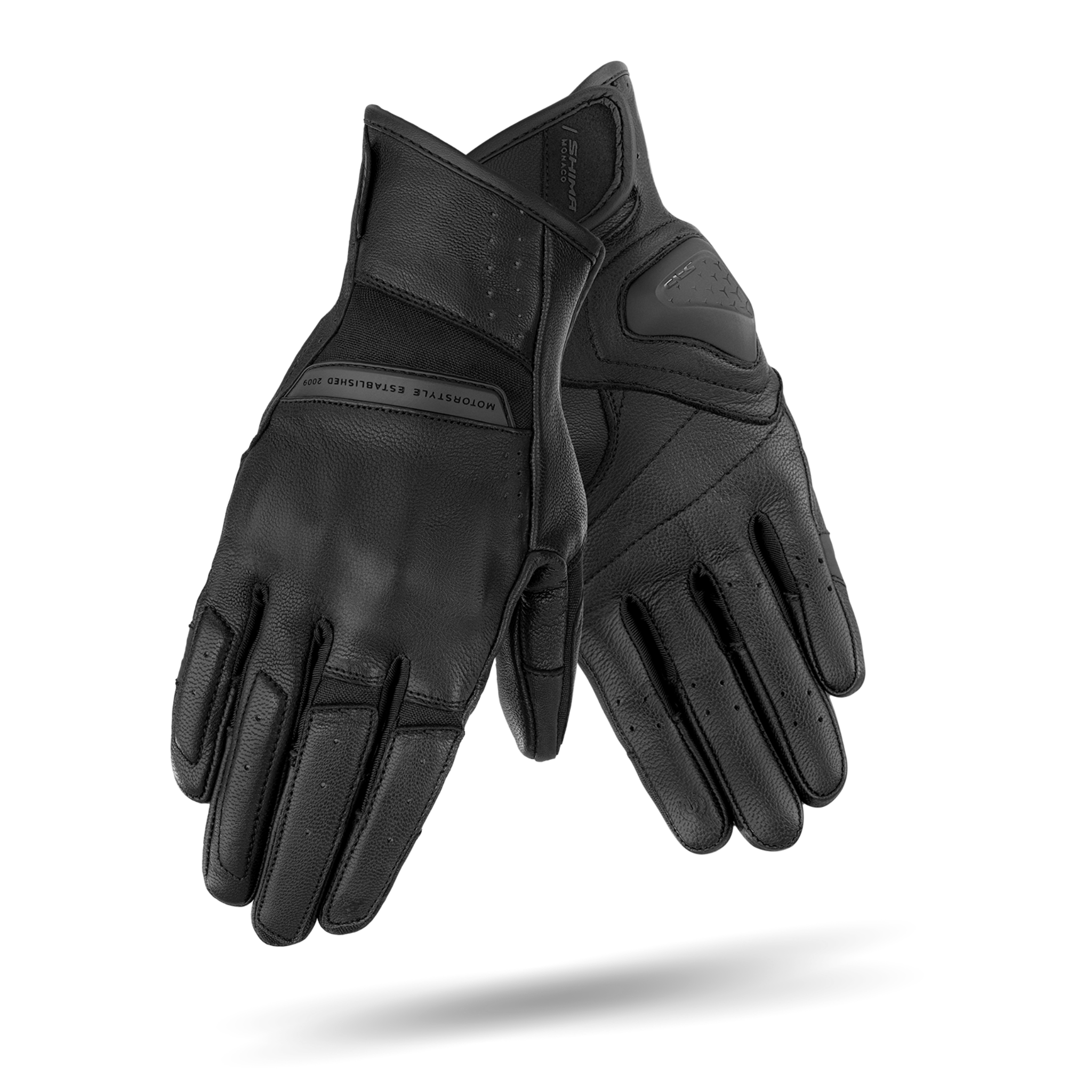 Black leather women's motorcycle gloves from Shima