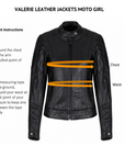 Measurement instructions for women motorcycle leather jacket Valerie from MotoGirl