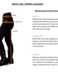 Measurement instructions for female motorcycle zipped leggings  from MotoGirl