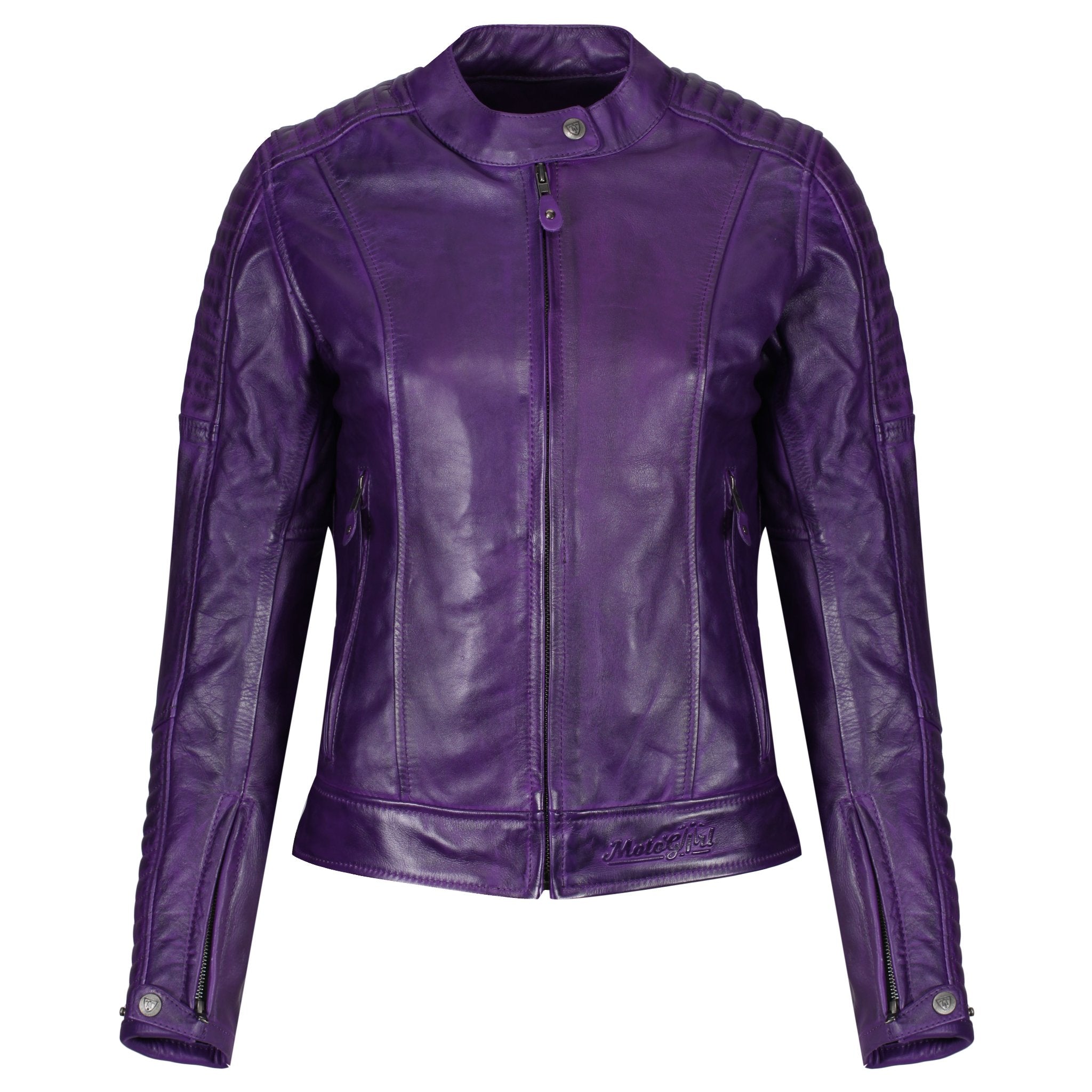 purple Valerie leather jacket from moto girl 