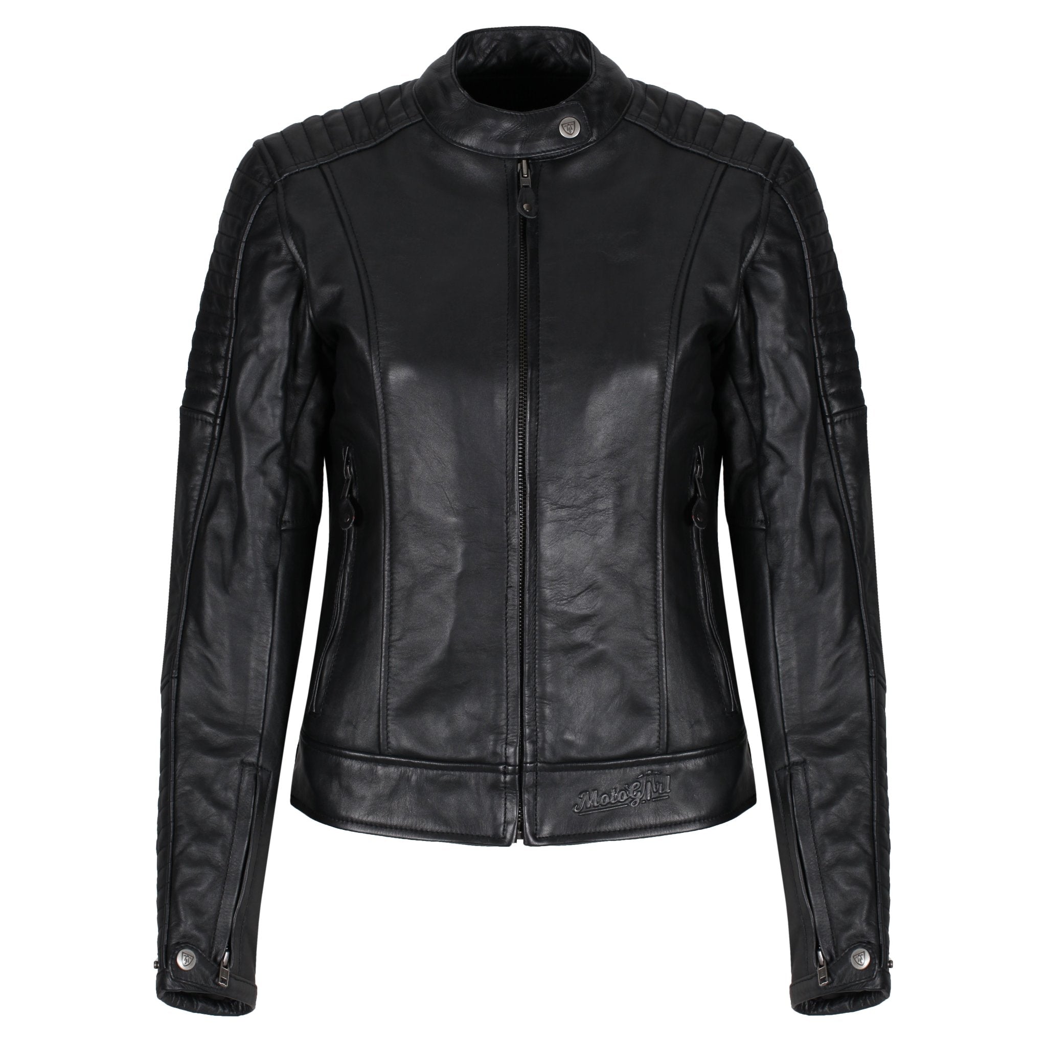 Black leather Valerie jacket with zipper from moto girl