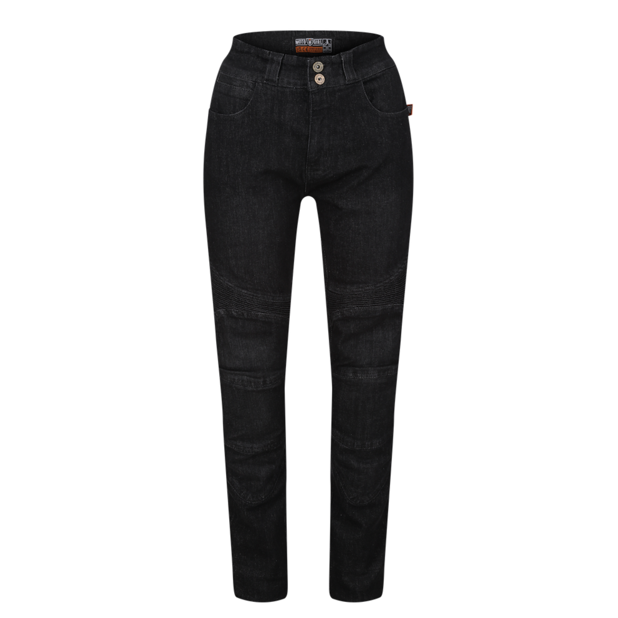 Black women&#39;s motorcycle jeans with two buttons from  moto Girl