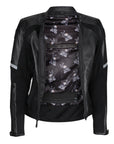 The inner part of the Black leather women's motorcycle jacket with reflectors from Moto Girl 