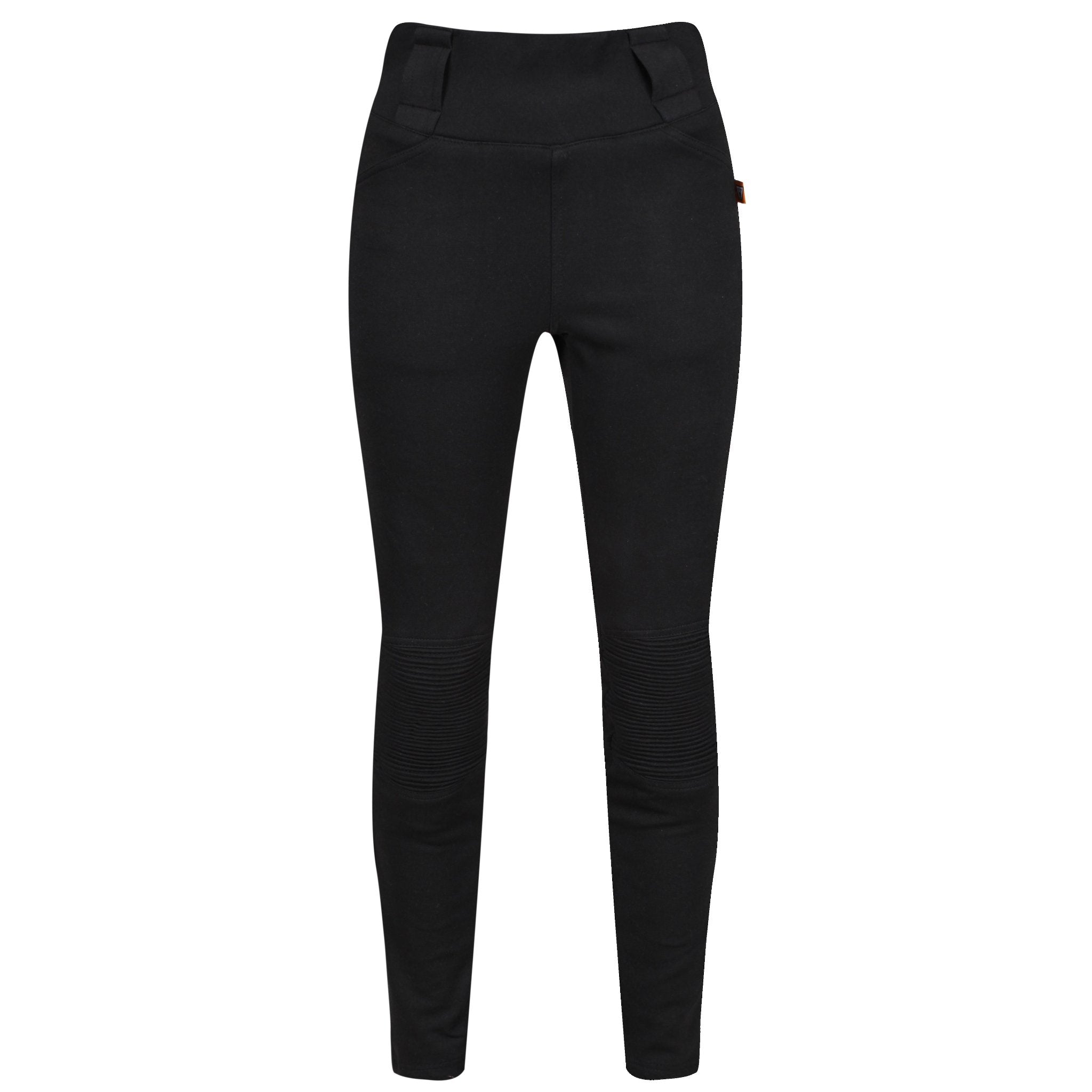 black women&#39;s motorcycle ribbed knee design leggings  from MotoGirl from the front