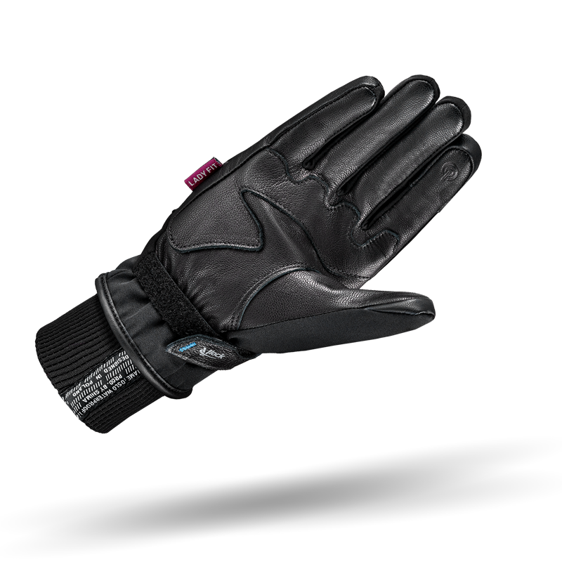 a palm of a black women motorcycle glove oslo waterproof from shima