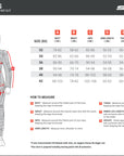 The size chart for women's motorcycle racing suit from Shima MIURA RS