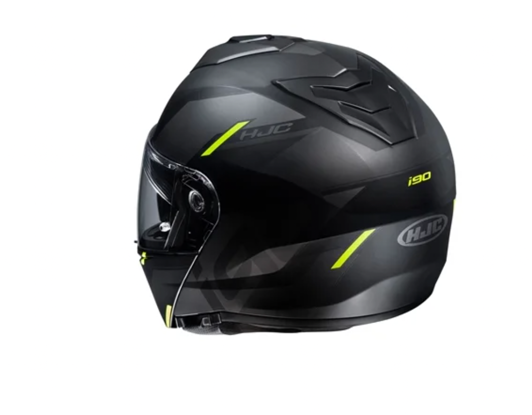 Grey helmet from HJC with yellow details