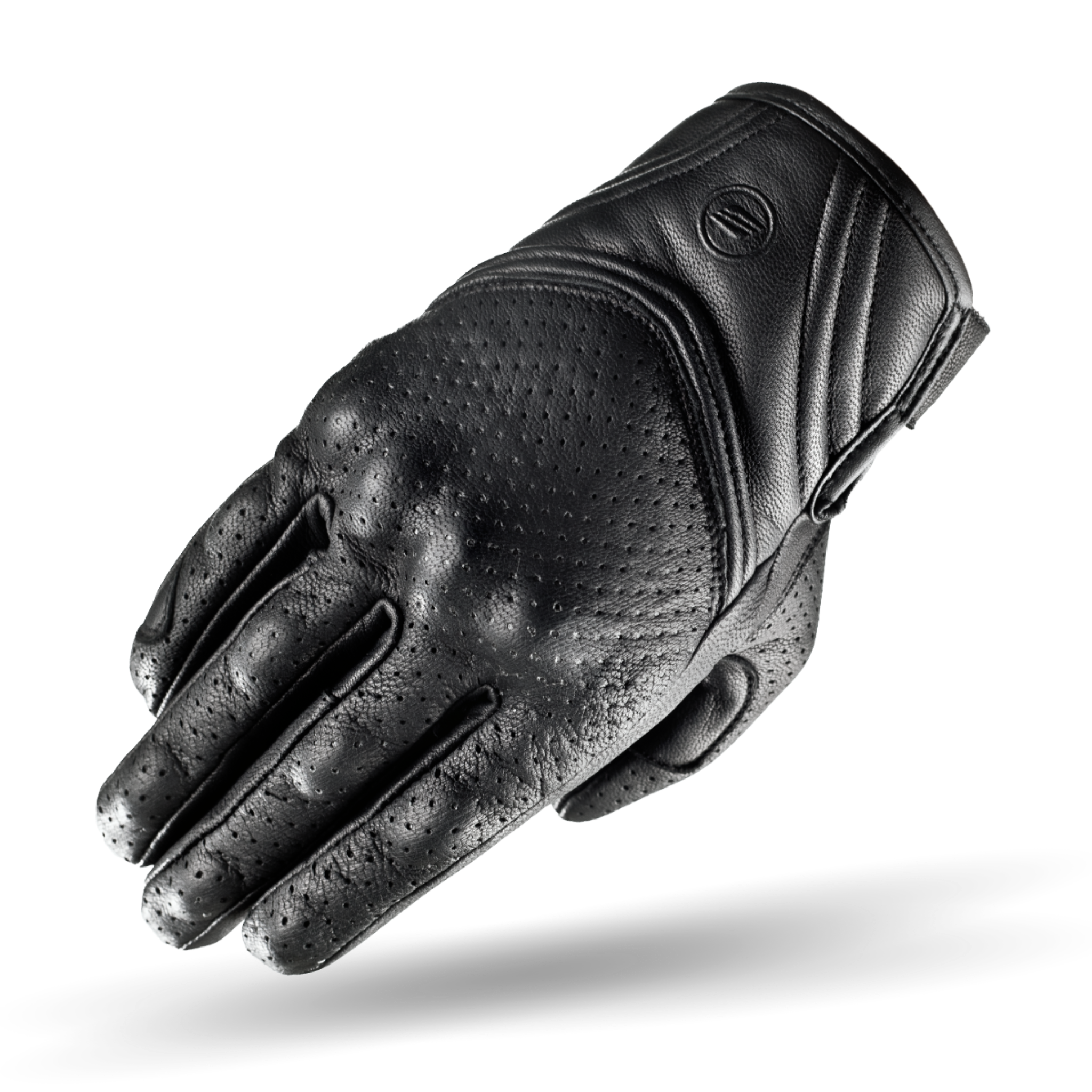 Black short leather female motorcycle glove from Shima