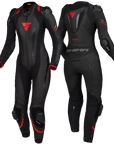 Black and red women's motorcycle racing suit from Shima