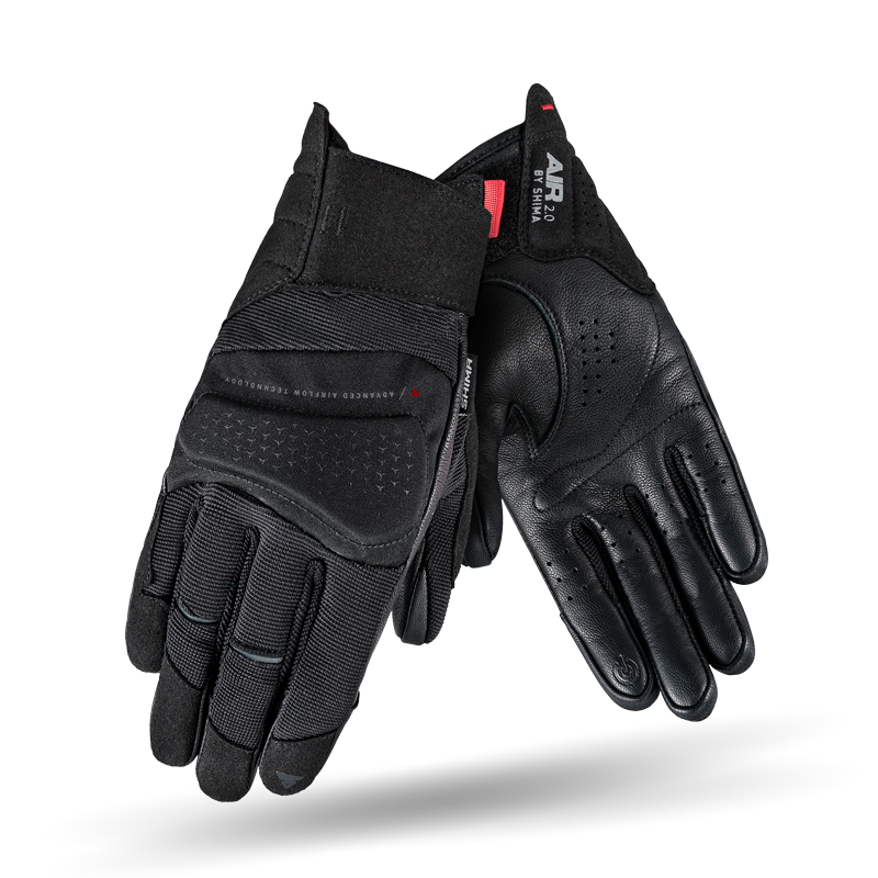 Black leather and textile women motorcycle gloves  from shima