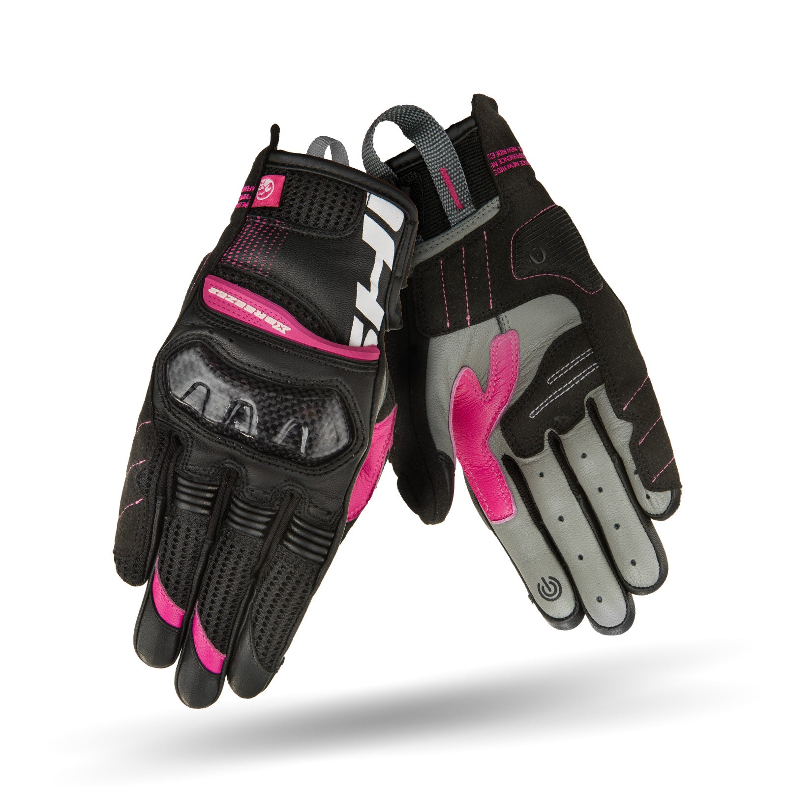 Black and pink women's motorcycle glove from Shimas